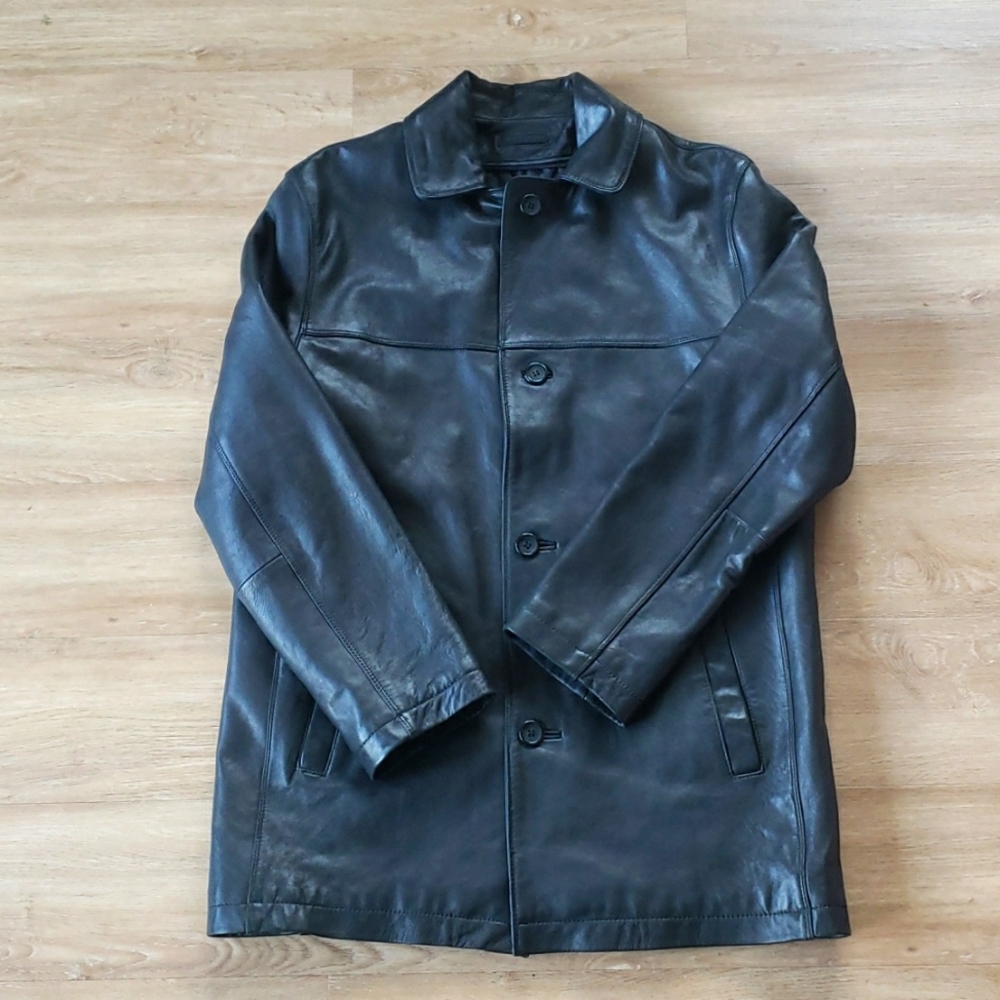 Black Italian Lamb Skin Leather Jacket. By Knoles and Carter *Great Condition*